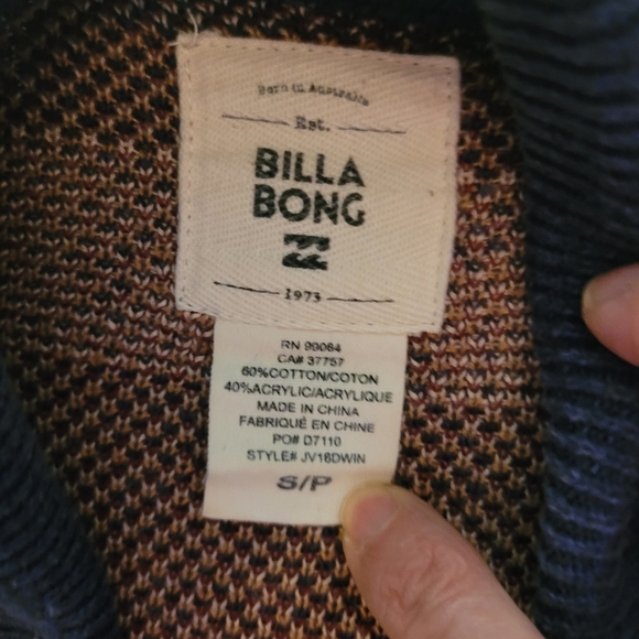 Billabong Women's Navy Blue Aztec Print Open Sweater Cardigan Size Small - Picture 6 of 6